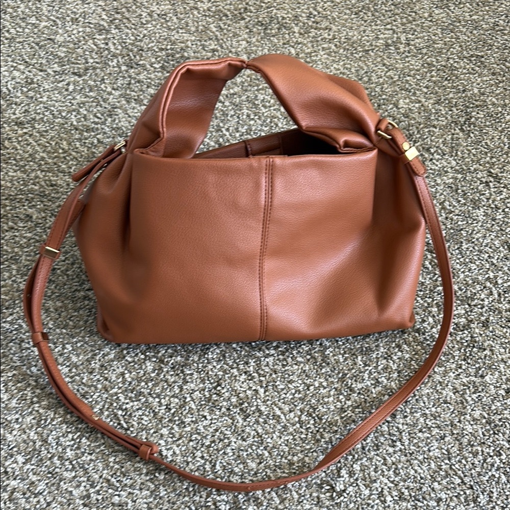 “Polene” Tan Leather Shoulder Bag